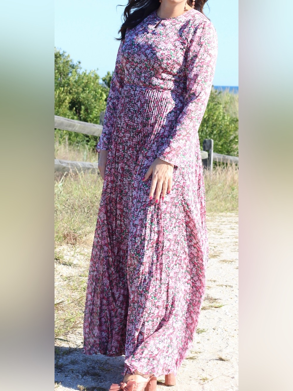 MIKAEL AGHAL Pleated floral-print jacquard maxi dress